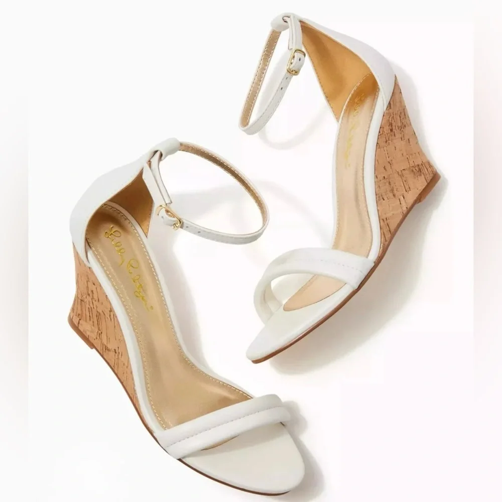 Lilly Pulitzer Jenna Wedge Sandals Women’s White Size 10